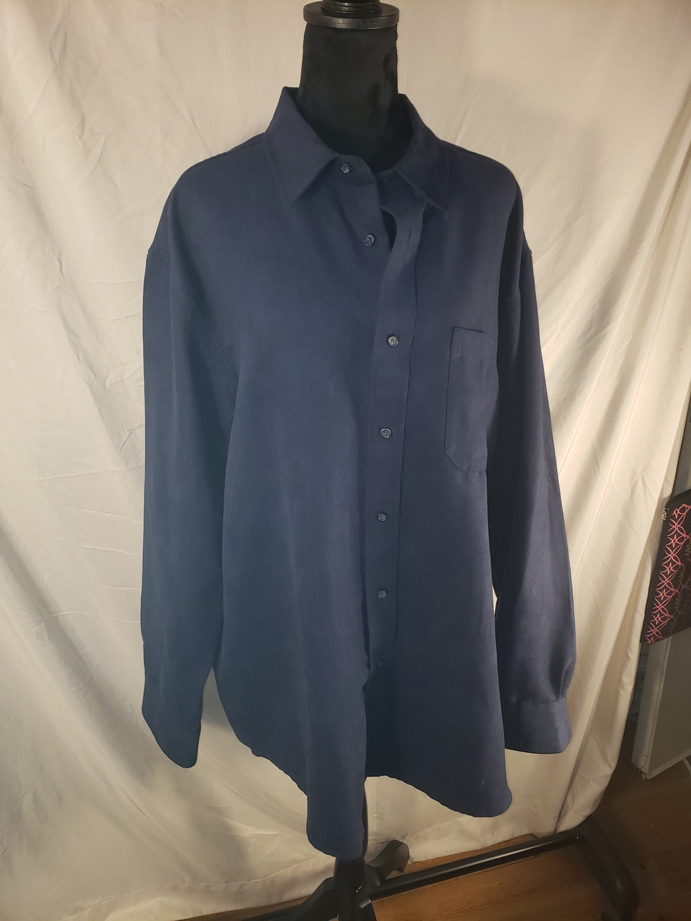 Covington Navy Blue Suede-like Men's Button-Down Shirt - XL